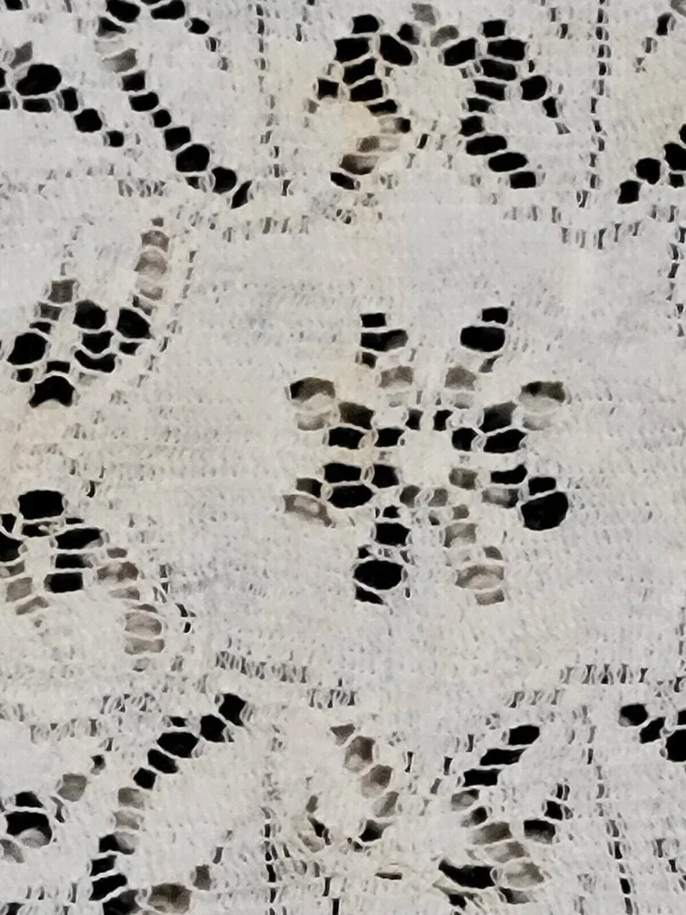 Ecru Lace TableclothPicot Edging Cottage Lacework 80x86 inch Vintage Staining